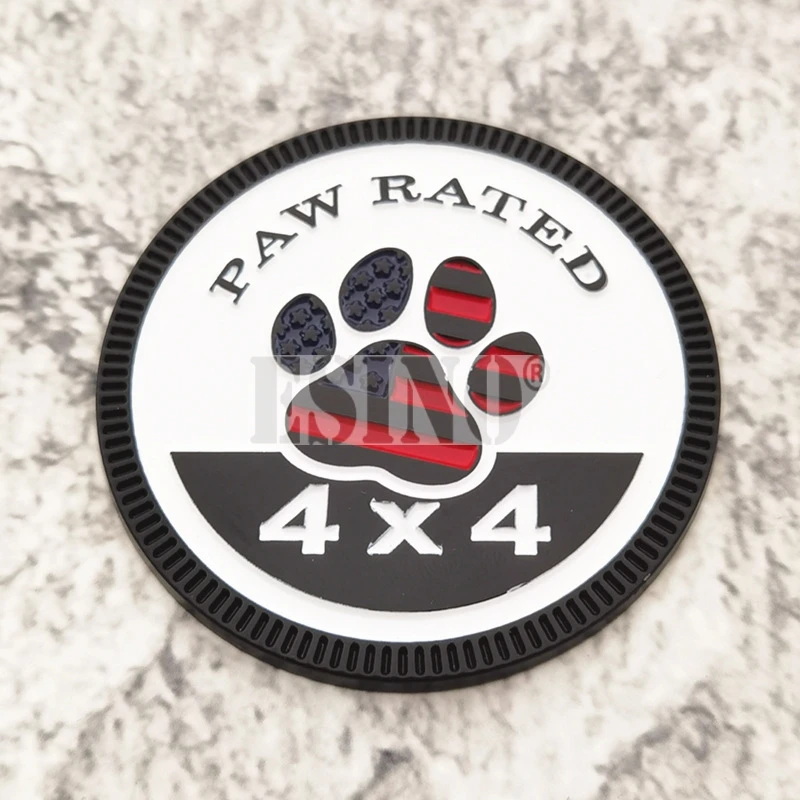 3D Funny Dog Paw Rated 4 x 4 Metal Chrome Zinc Alloy Adhesive Emblem Decorative Badge Sticker Auto Accessory