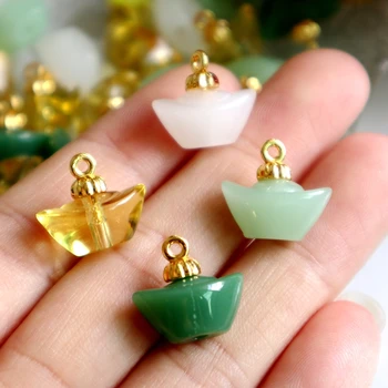 Yuanbao-Colgante de resina brillante en 3D, accesorio versátil para collar, pulsera, pendientes, llavero, 10 piezas