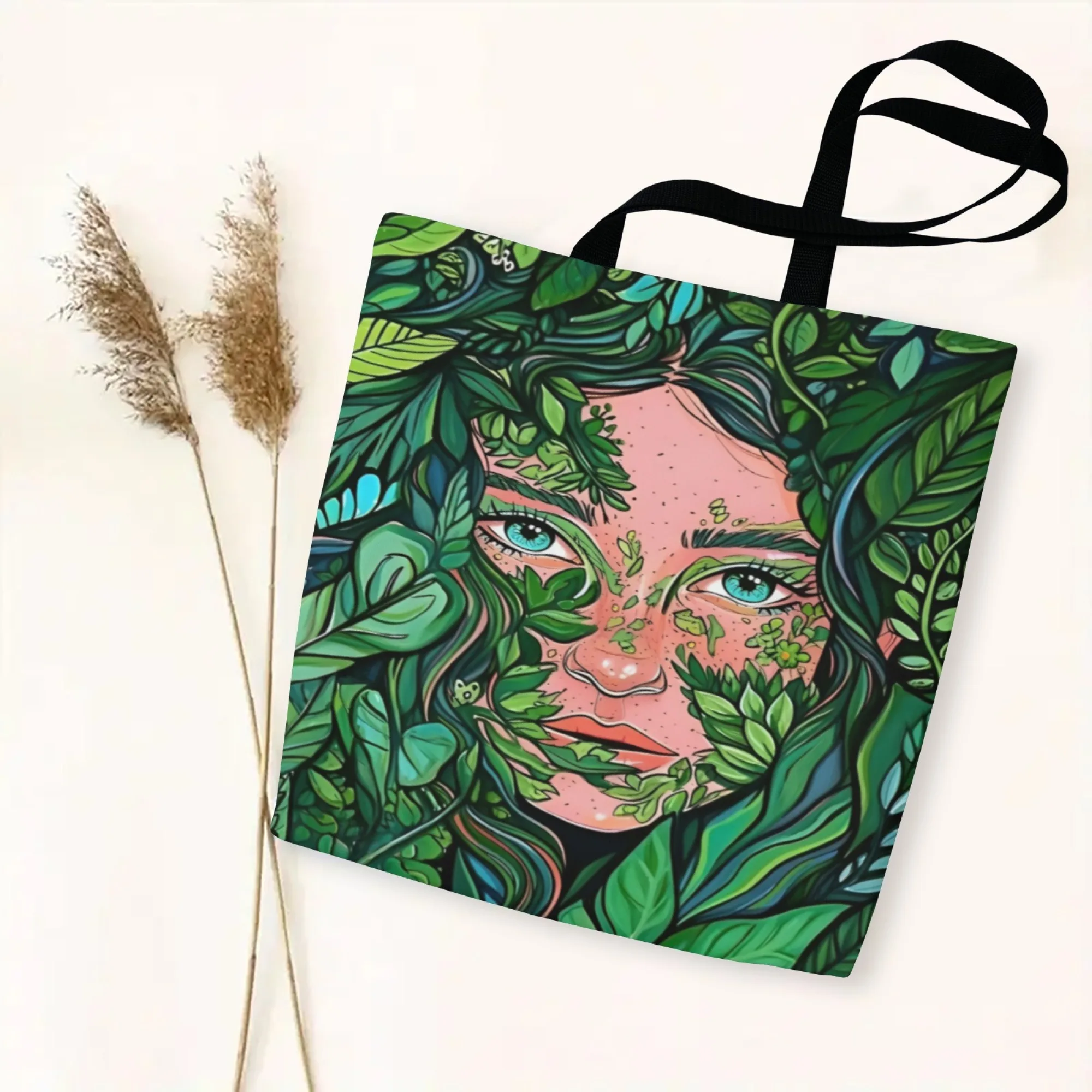 

1 Pc Forest Goddess Tote Bag Durable Rectangular Shoulder Bag Stylish for Travel Shopping Book-Fitting Carrier Casual Chic