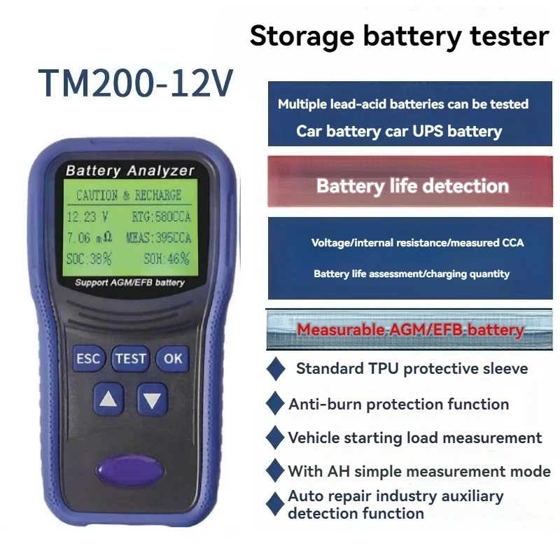 Built In Printer Battery Tester For Battery Life Detection Battery Internal Resistance Support For AGM/EFB Batteries TM200/TM990