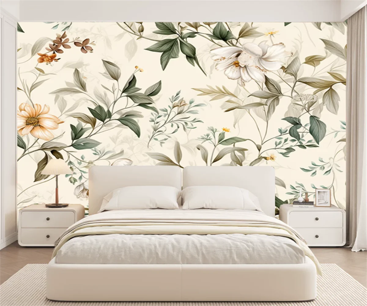 

Индивидуальные обои с изображением цветов и птиц в деревенском стиле для спальни, телевизора, дивана, ресторана, декоративные обои, papel de parede