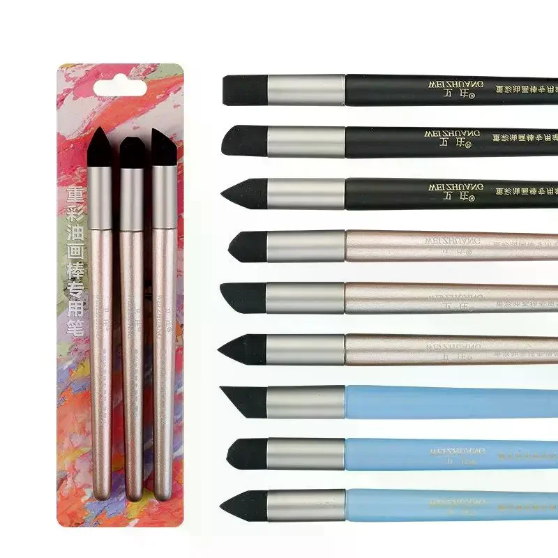 2/3Pcs Soft Sponge Mixing Stumps, Oil Pastel Smudge Pen Multi Shape Tips For Artists Drawing Painting