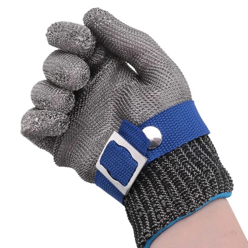 1 Only Stainless Steel Metal Mesh For Right And Left Hand Protection Grade 5, Wooden Cutting Gloves