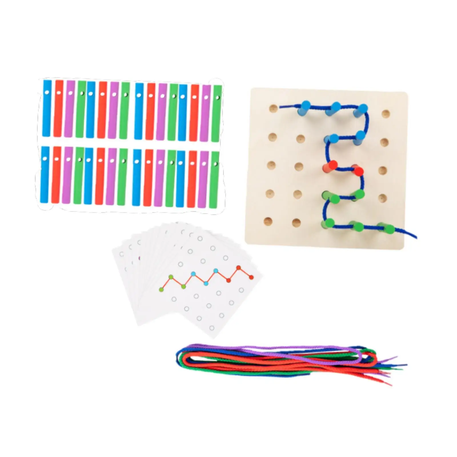 Giocattolo per allacciatura per bambini Gioco di corda per infilare Giocattolo per l'apprendimento precoce Montessori Inserto per bastoncini Tavola per infilare Bambini di età 3 ~ 6 anni Ragazzo e ragazza