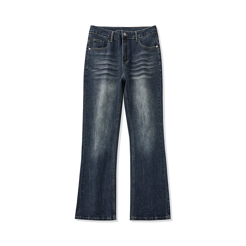 

2025 New Trendy High Street Brand Men's Jeans Loose Fit Straight Leg Casual Drag Trousers American Style Vintage Micro Flare