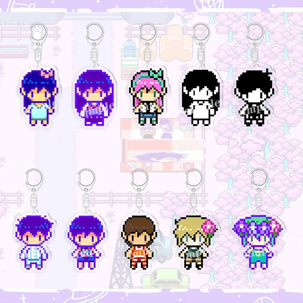 سلسلة مفاتيح لعبة كرتونية أكريليك من أوموري ، أوموري ، شخصية بكسل ، حلقة مفاتيح ممتعة ومبتكرة ، Kel Hero ، قلادة ريحان ماري مشمسة ، إكسسوارات حقيبة سيارة