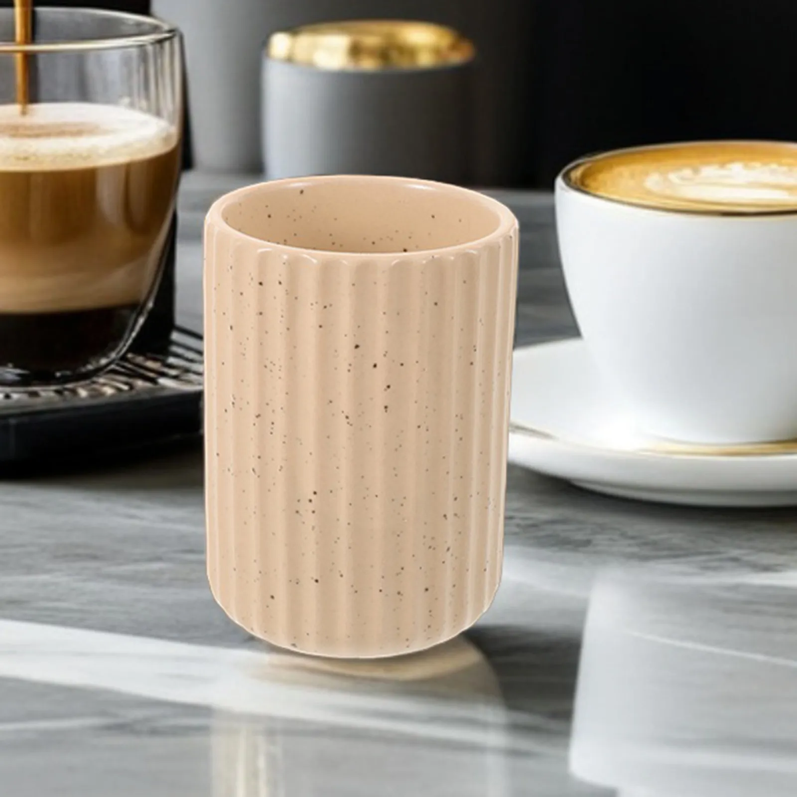 Coffee Bar Utensil Holder Tea Spoon Stirrer Holder for Stir Stick Straw Teaspoon Cup Small Utensil Jar Fluted Vertical Stripe