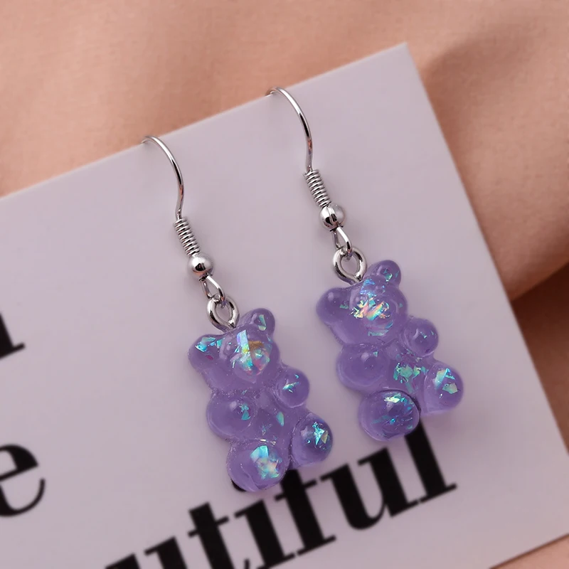 Pendientes colgantes de pato y animales de colores caramelo de dibujos animados para mujer, diseño bonito, ganchos para las orejas para mujer, pendientes colgantes, regalo de joyas de fiesta para niña