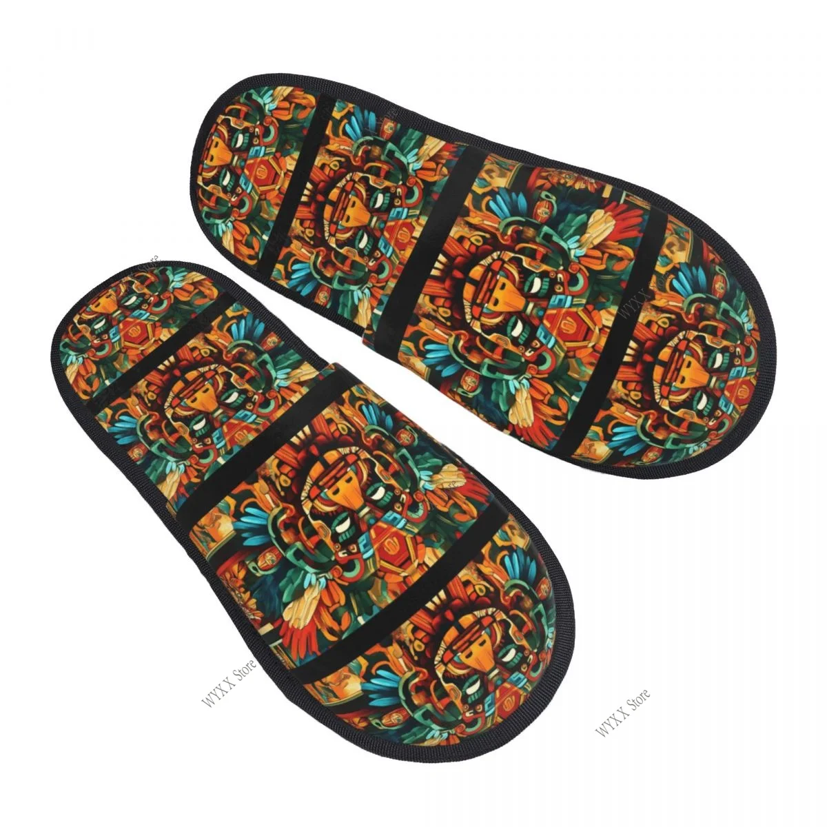 

Fur Slipper For Women Men Fashion Fluffy Winter Warm Slippers Aztec Ethnic House Shoes