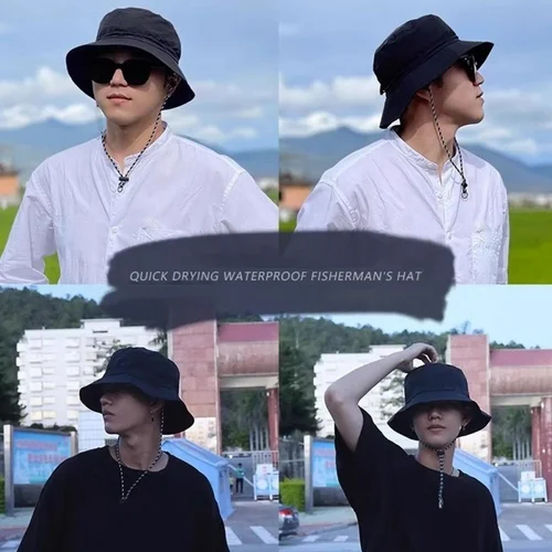 Imagen 2 del producto Sombrero de pescador plegable a la moda para hombres y mujeres protección UV impermeable visera de secado rápido al aire libre Camping Trekking Hat