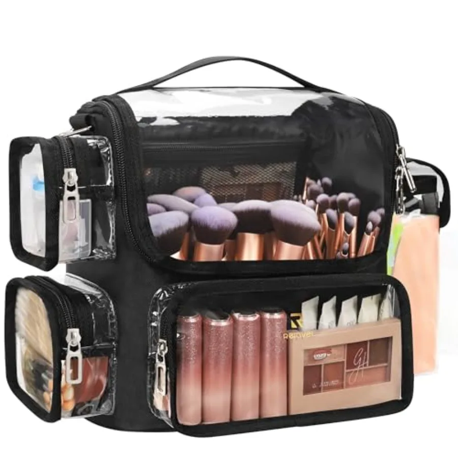 

Makeup Brush Bag Makeup Artist Bag Makeup Brush Holder Travel Clear Makeup Bag Professional Cosmetic Bag Large Makeup Case Port