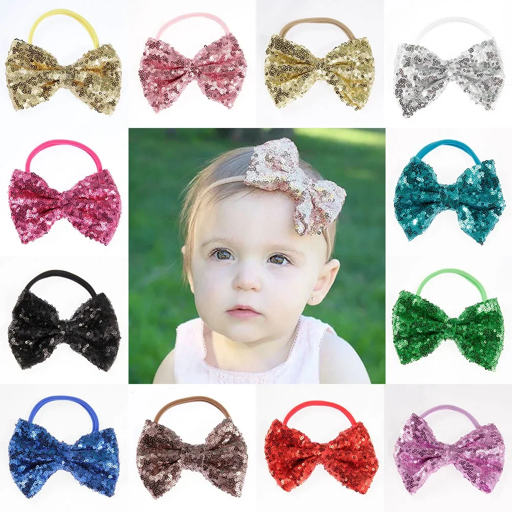 Interrupteur Bandeau artificiel astique à Paillettes Brillantes avec Nministériels d Papillon pour Bébé Fille, Accessoire de Photographie pour