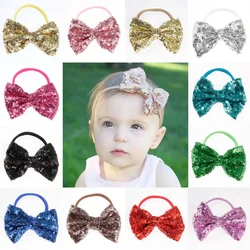 1PCS Lovely Baby Girls Headband Shiny Sequins Bowknot Elastic Infant Newborn Hairband Photography Props Birthday Gifts