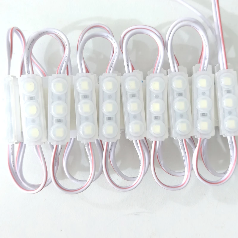 100 pçs/lote 3LED Injeção com Lente 2835 Módulo LED À Prova D' Água LED Back Light Backlight para Sinal Canal Carta DC12V 1.2W IP67