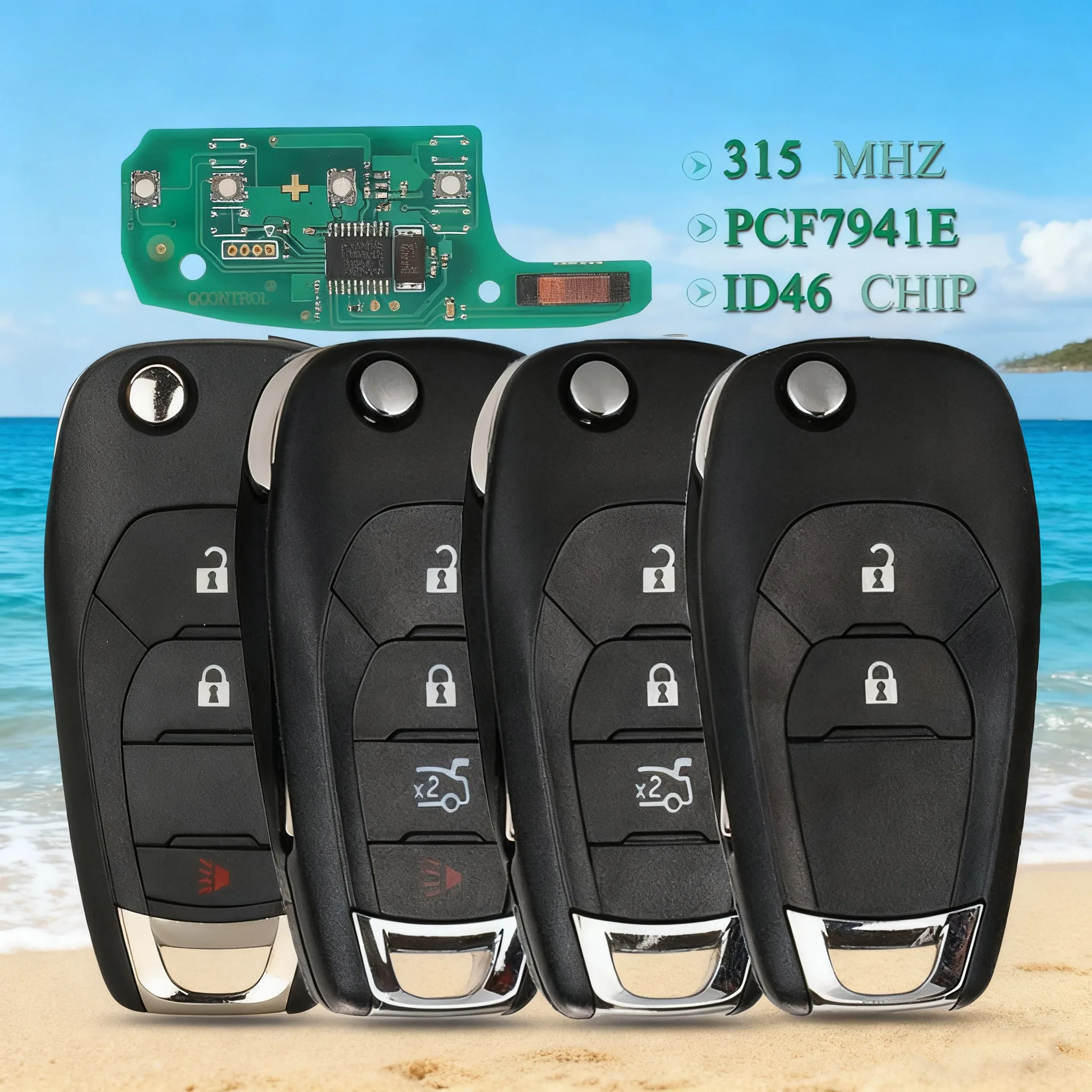 

jingyuqin LXP-T003 PCF7941E 315MHz ID46 Car Remote Control Flip Key For Chevrolet Cruze Sonic Trax Spark Avo Trailblazer Replace