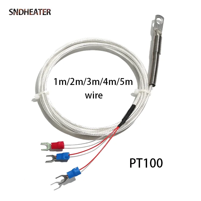 SNDHEATER PT100 Тип K E Высокотемпературный датчик термопары 1 м 2 м 3 м 4 м 5 м провод 50 мм Пружинный гибкий зонд Отверстие 5 мм