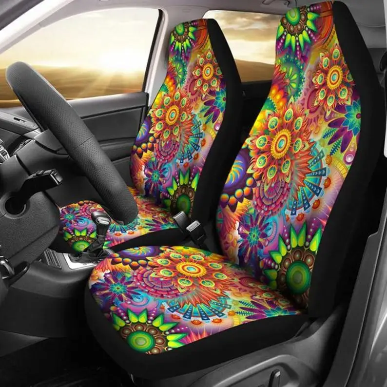 Summer Solstice, Flower Power, Bohemian, Car Seat Covers, Car Accessories, Gift for Her, Custom Seat Covers, Custom Made Cover,