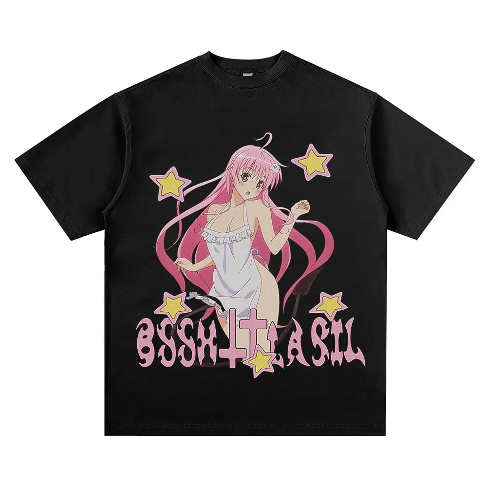 Kaus Harajuku Y2k baju lucu gadis cantik kartun kaus pakaian wanita Anime Jepang kaus anak perempuan pakaian estetika