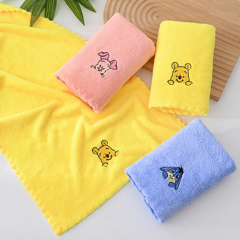 Disney Towel Cartoon Pooh Bear Piglet Boy Girl Kids Baby Anime Bathroom Soft Water-Absorbing Quick Drying Face Towel 3Pack