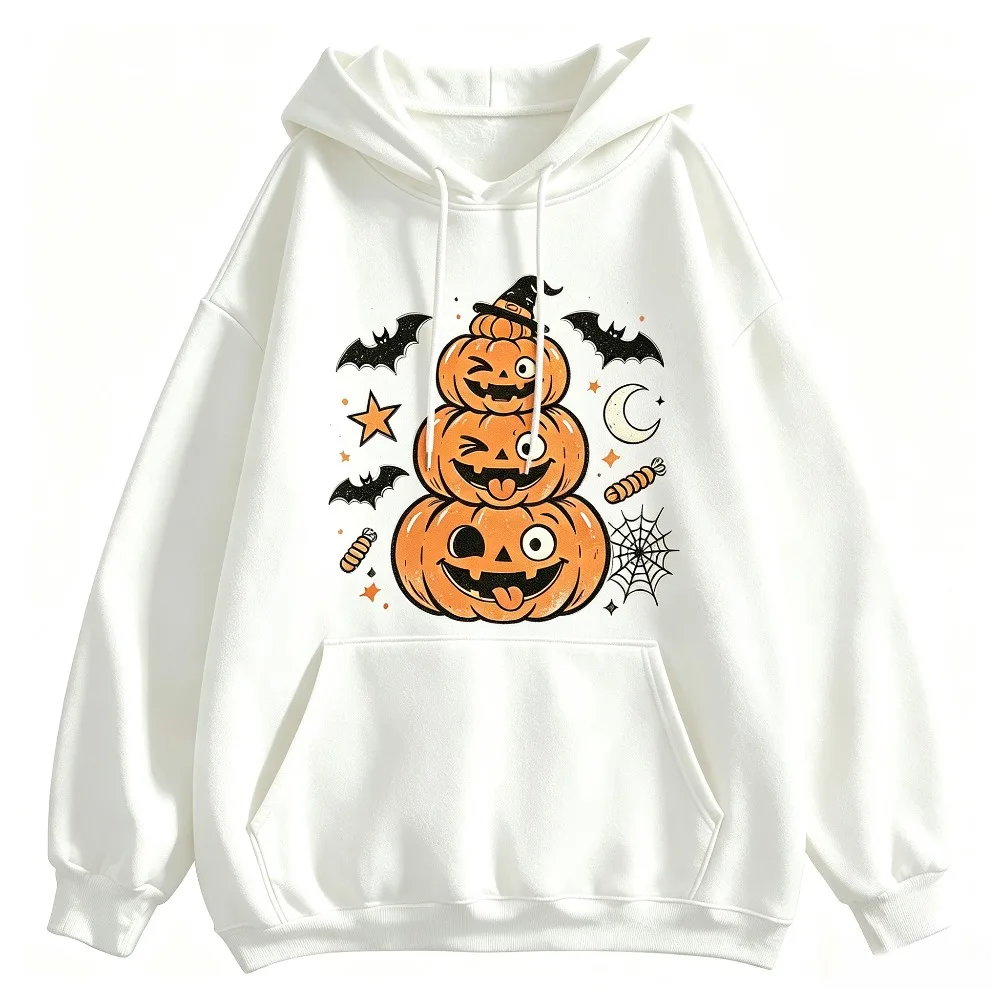 Halloween Stacked Pumpkin Graphic Print Men Hoodie 2026 Autumn Winter Casual Party Pullover