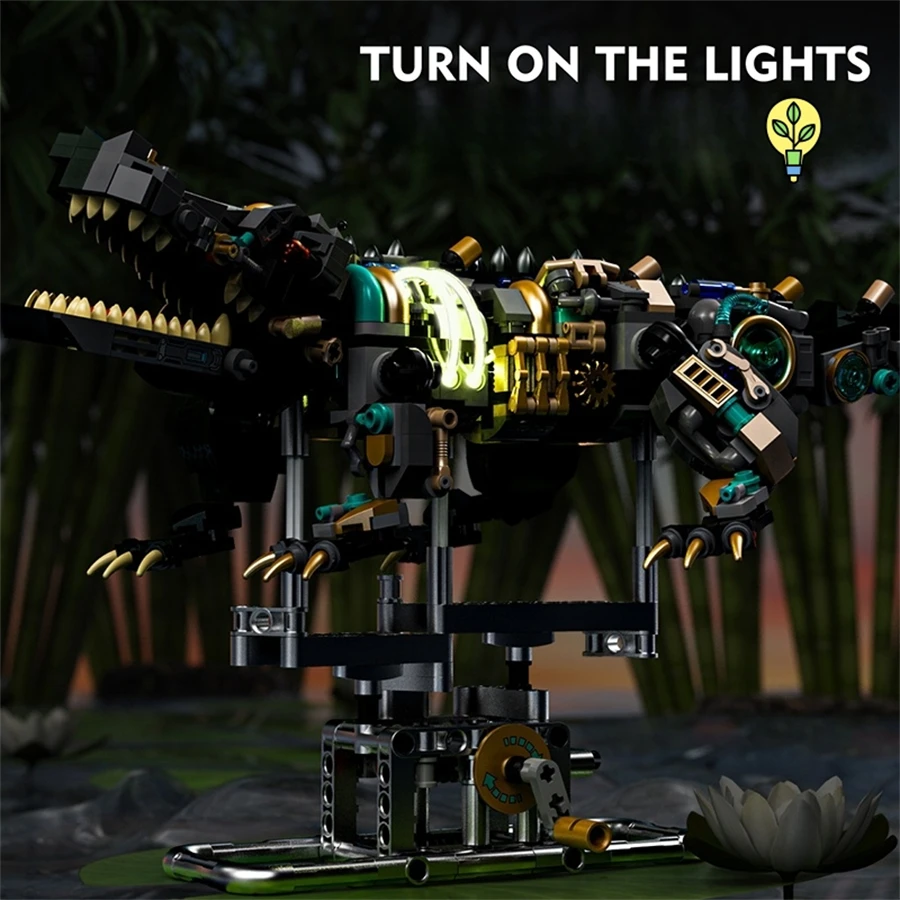 996 шт. MOC механические наборы для строительства крокодила, строительные блоки с животными, модель с подставкой для дисплея и электродвигателем, подарок для детей