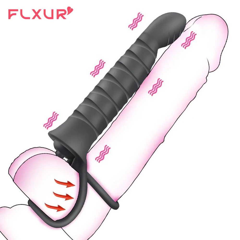 FLXUR-vibrador de doble penetración para parejas, Juguetes sexuales, consolador con correa para pene, Vagina, Anal, juguetes eróticos para hombre