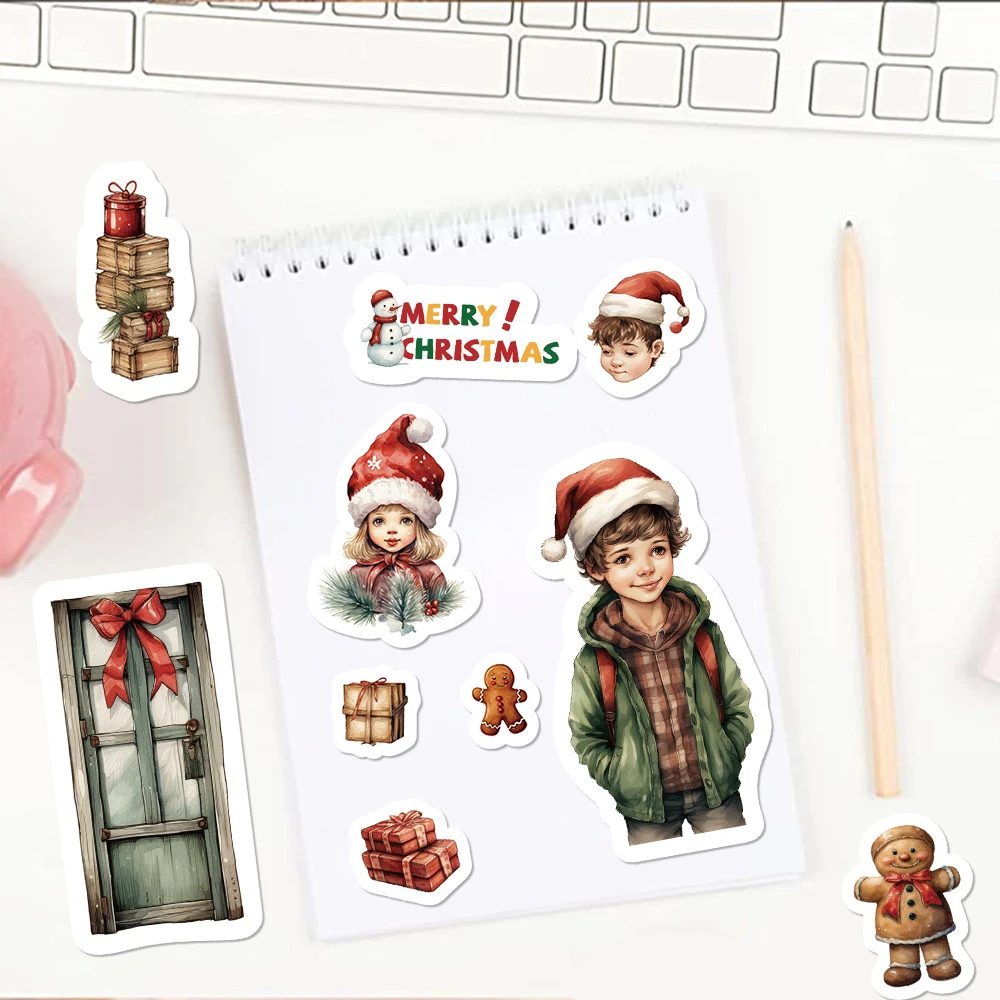 32 ورقة لغز الكرتون زينة عيد الميلاد ثلج حزب الوجه ملصقات الحرف اليدوية للماء لعب الأطفال ملصقات PVC #4