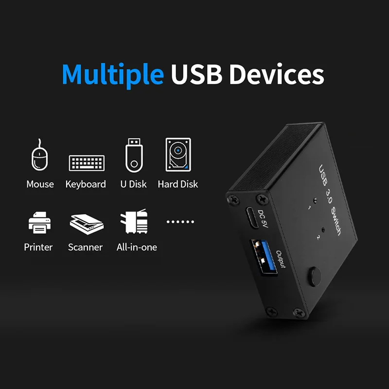 2 In 1 Out Multi-function Docking Internet Splitter Adapter usb hub USB3.0/2.0 SWITCHER Plug and Play Synchronization Controller