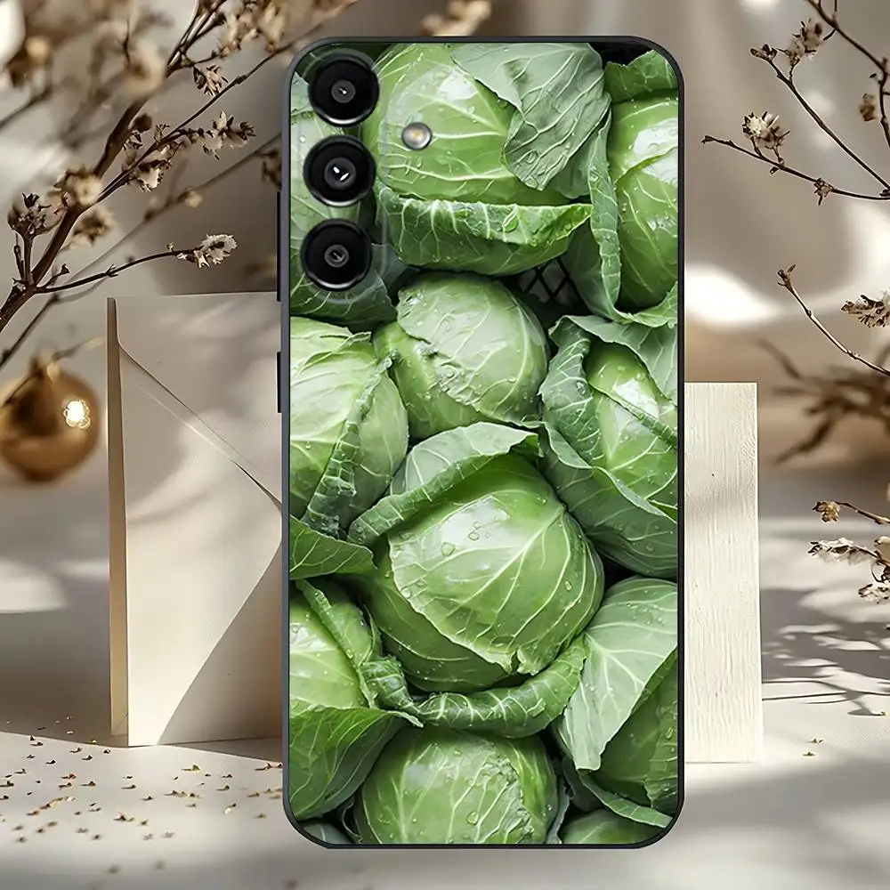 Мягкий черный чехол для телефона Green Vegetables Ins для Samsung Galaxy A73,31,32,72,41,53,52,71,22,5G, Note,J7,8,9