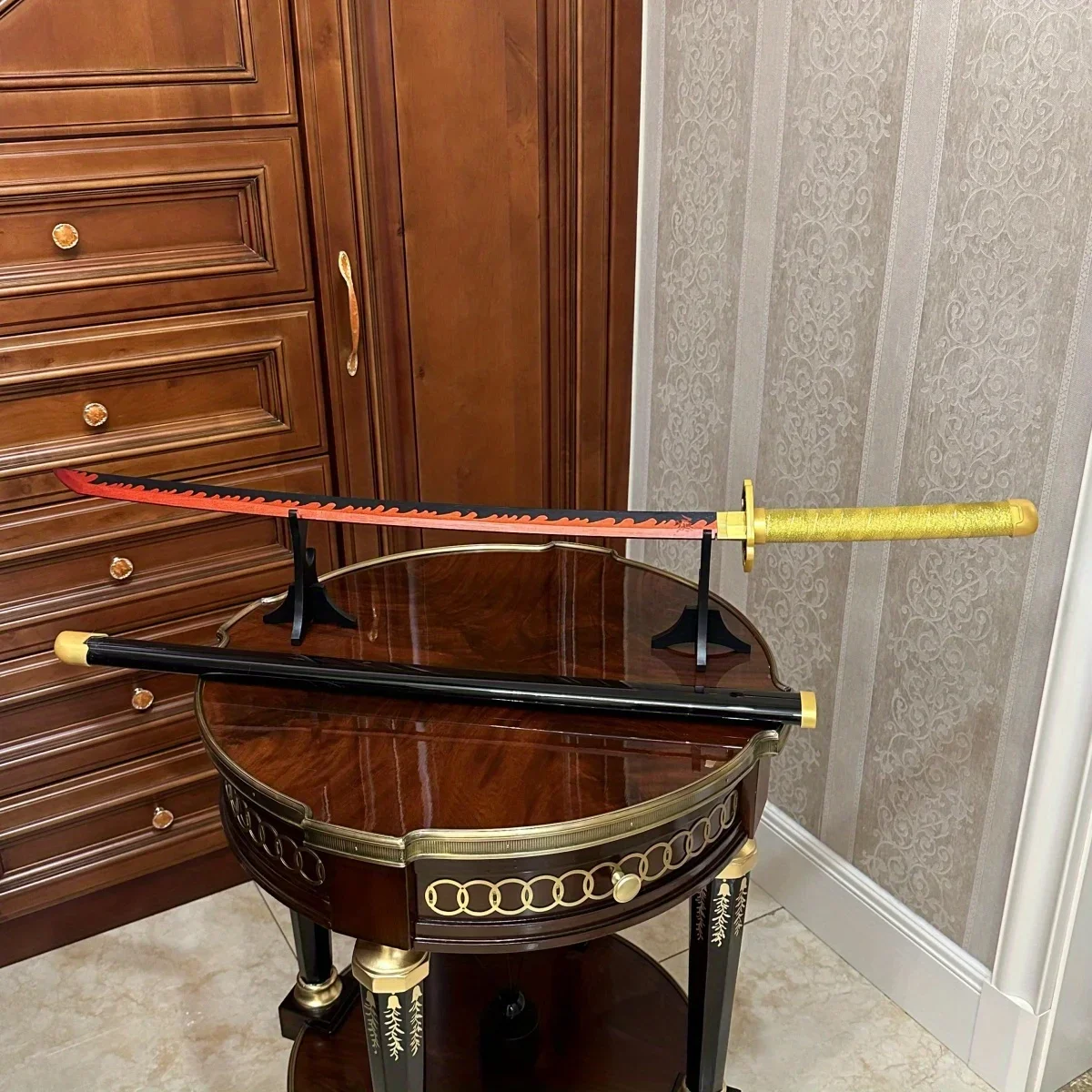 39.3inch Demon Slayer Tsugikuni Yoriichi Hout Katana Zwaard Originele Sabel Katana Sabel Ninja Mes Cosplay Accessoires Prop Speelgoed