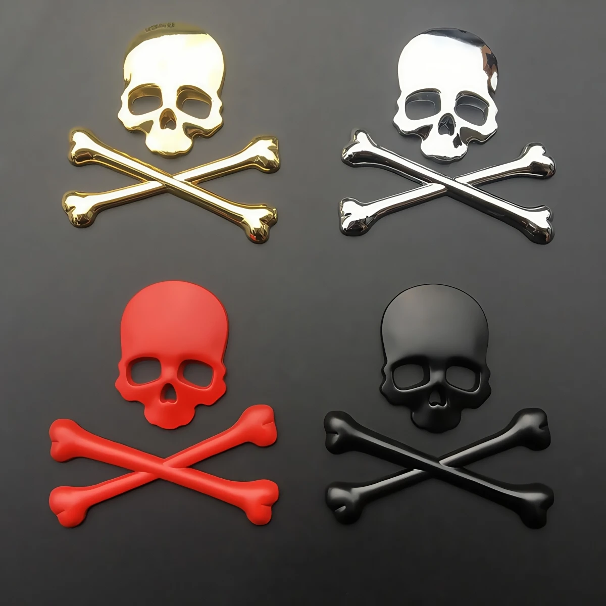 

3D Chrome Skull Crossbones Emblem Metal Badge Decal Sticker Universal for Car Truck Motorcycle Vehicle Decor