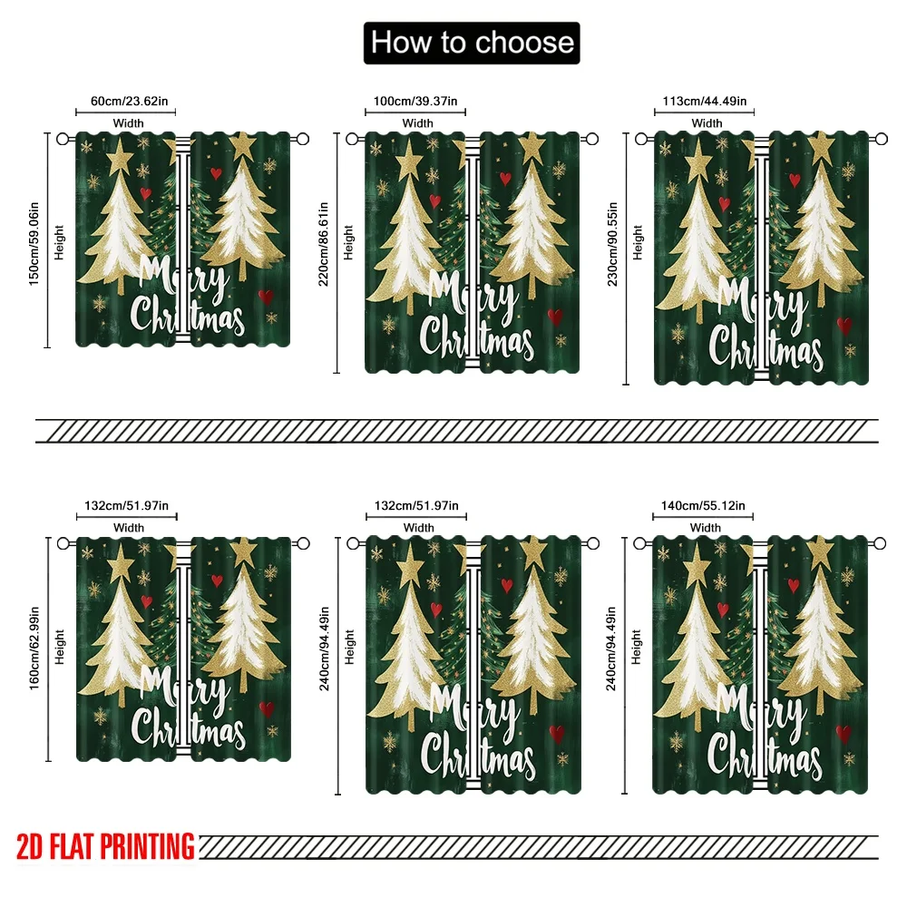2 قطعة 2D الطباعة المسطحة سعيد عيد القديس باتريك نافذة الستائر عيد ميلاد سعيد شجرة عطلة 100% البوليستر بدون كهرباء