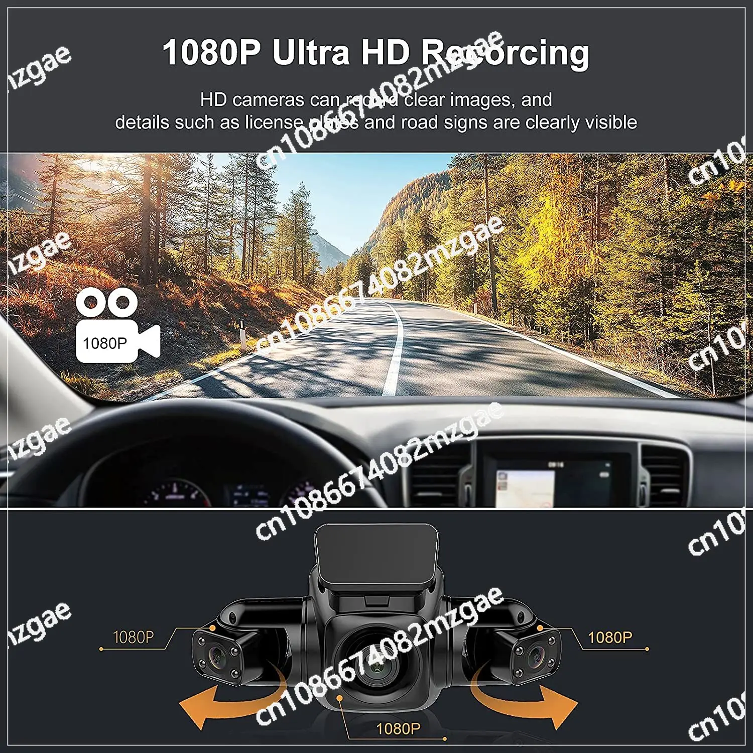 4 Camera 1080P+1080P+1080P Car DVR WiFi GPS Logger Night Vision Dual Lens Dash Cam with Rearview Lens 3 Channel Car Camcorder