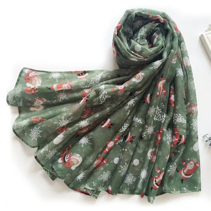 180*90CM New Fashion Santa Claus Print Scarves Shawl Wrap Snowman Christmas Scarf Santa Claus Snowman Moose Scarf