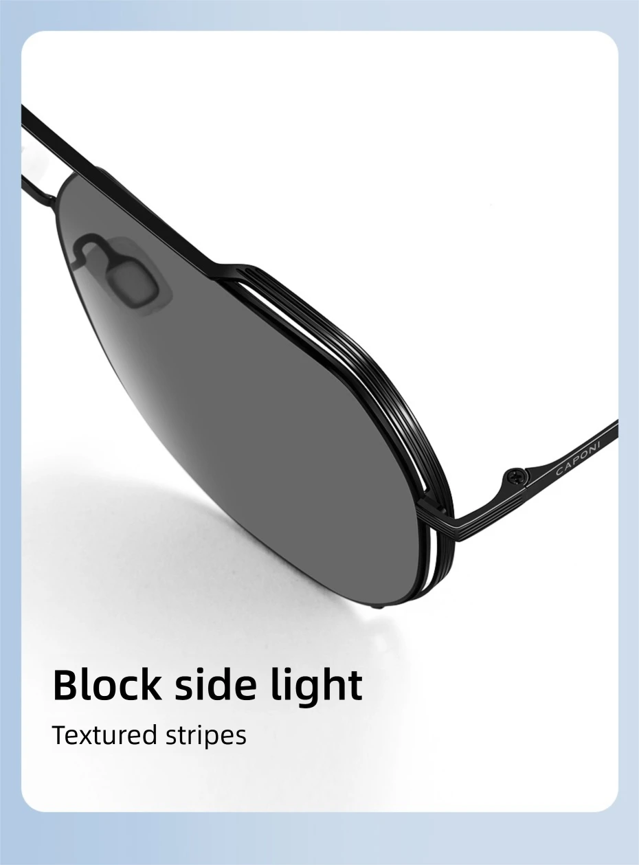 CAPONI Pilot Aviator Polarisierte Männer Sonnenbrille Klassische Doppel Brücke Designer Outdoor Sonnenbrille Anti Glare Schwarz Schatten CP35707 – Detail 12