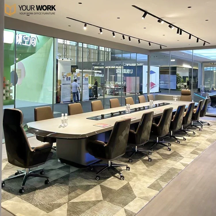 

Высококачественный роскошный стол для деловых встреч большого размера, офисная мебель для 8–20 человек, современный конференц-стол из МДФ