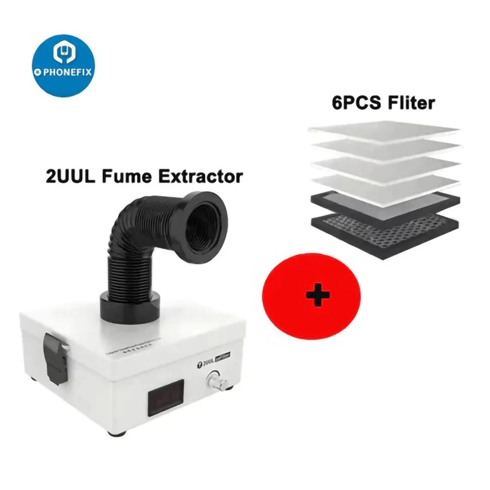 

2UUL Mini ESD Fume Extractor Professioanl Purification Smoking Instrument Solder iron Smoke Absorber With 6pcs Filter 110V/220V