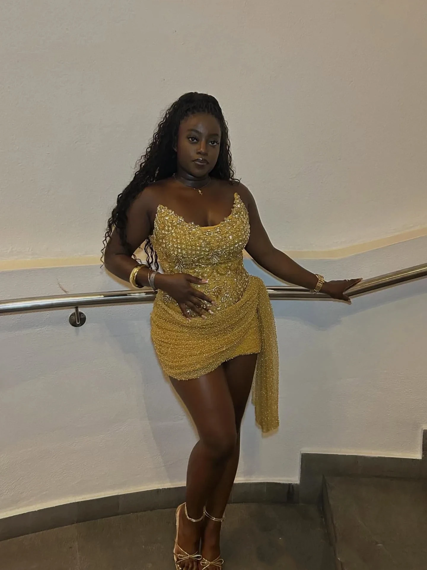 2026 Golden Beaded Sexy Off Shoulder Mini Cocktail Party Dress with Side Wrinkles Shining And Suitable For Women Customized