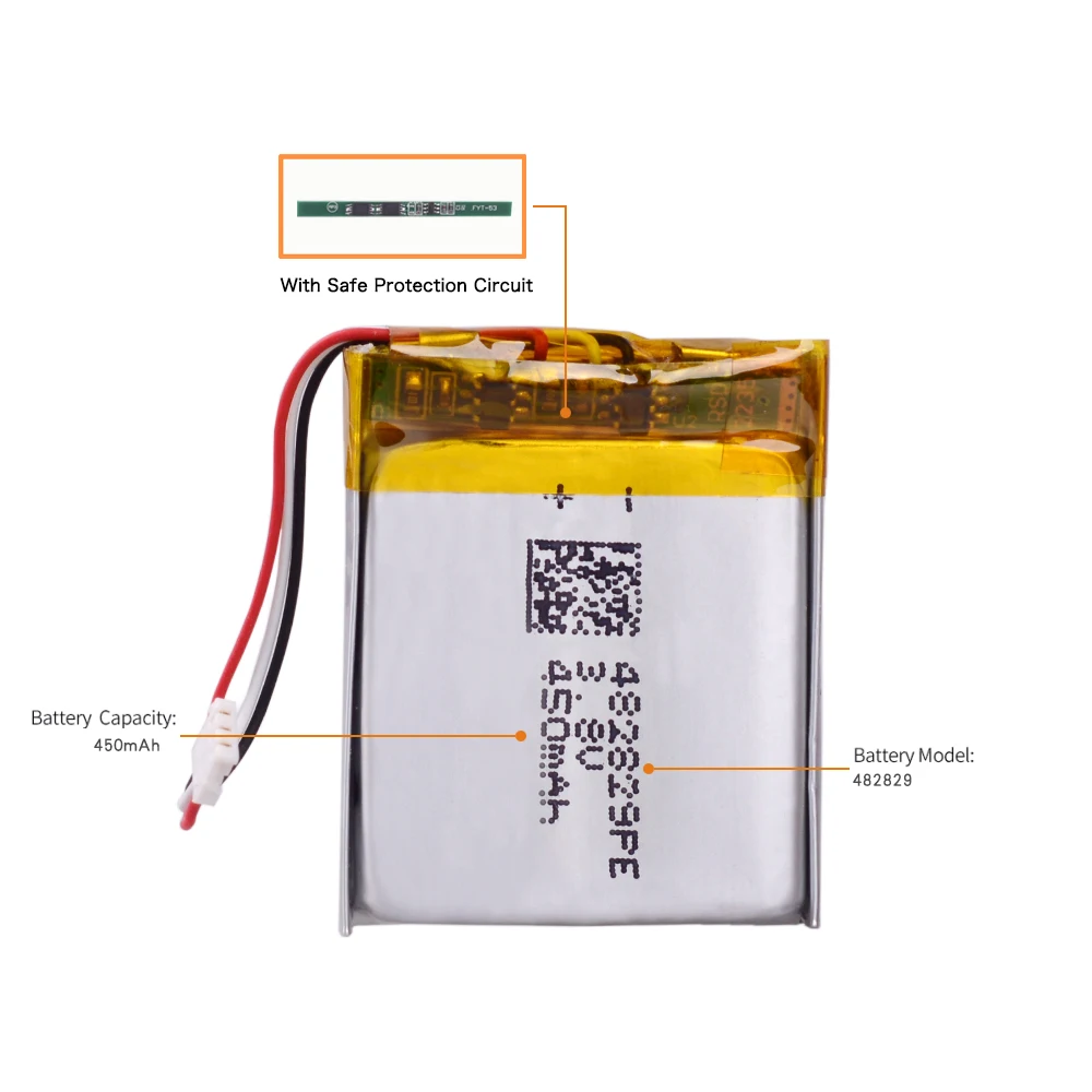 3.7V 482829 450mAh Rechargeable Lithium Li-ion Polymer Battery Lipo Batteries