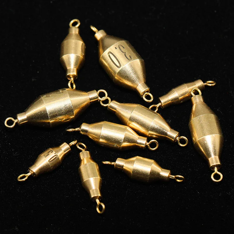 Brass Sinker Fishing Tackle Accessories Anti-Corrision 360 Degree Rotation Two Swivels Copper Weight Down Sinker Incline Surface