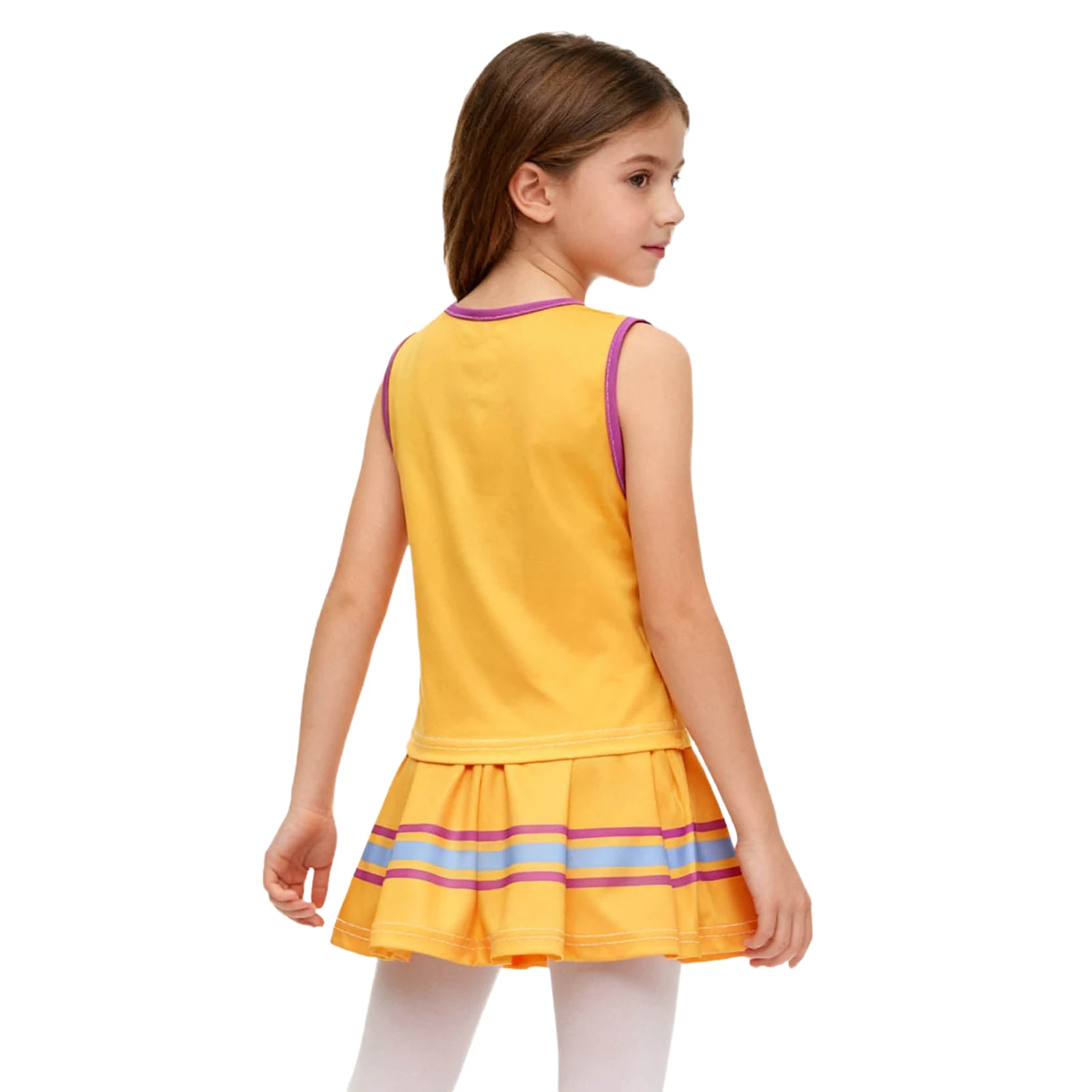 Kids Girls Cheer Leader Costumes Movie Cosplay Outfit Sleeveless Top with Ruffled Skirt Set for Parties School Show Daily Wear