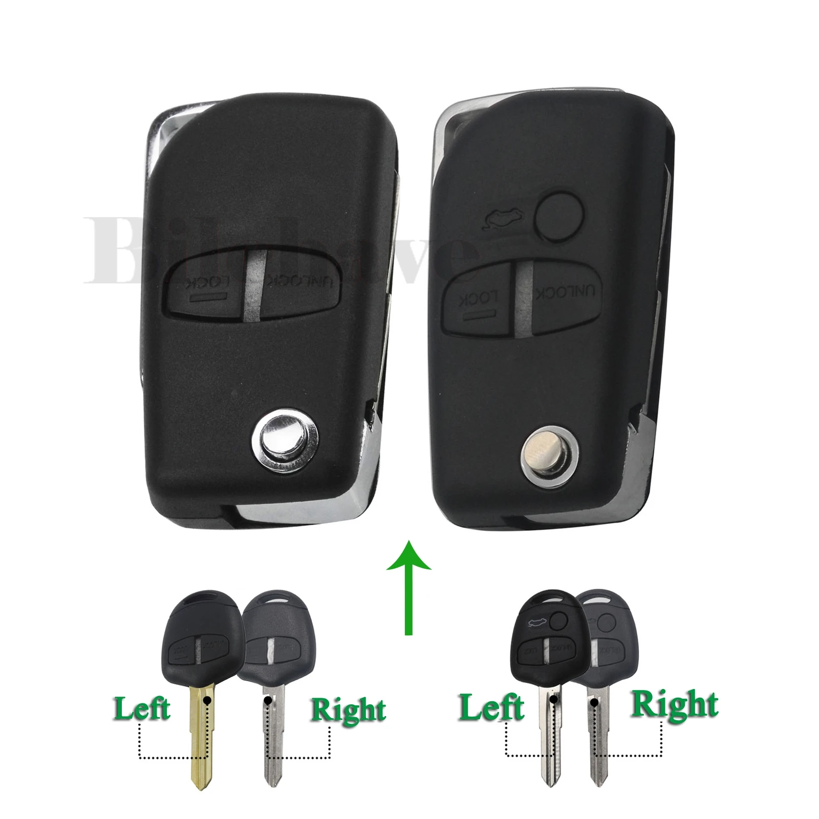 Bilchave Modified Flip Folding Key Shell 2/3 Buttons Fob For MITSUBISHI ASX GRANDIS PAJERO SPORT OUTLANDER Key CaseReplcement