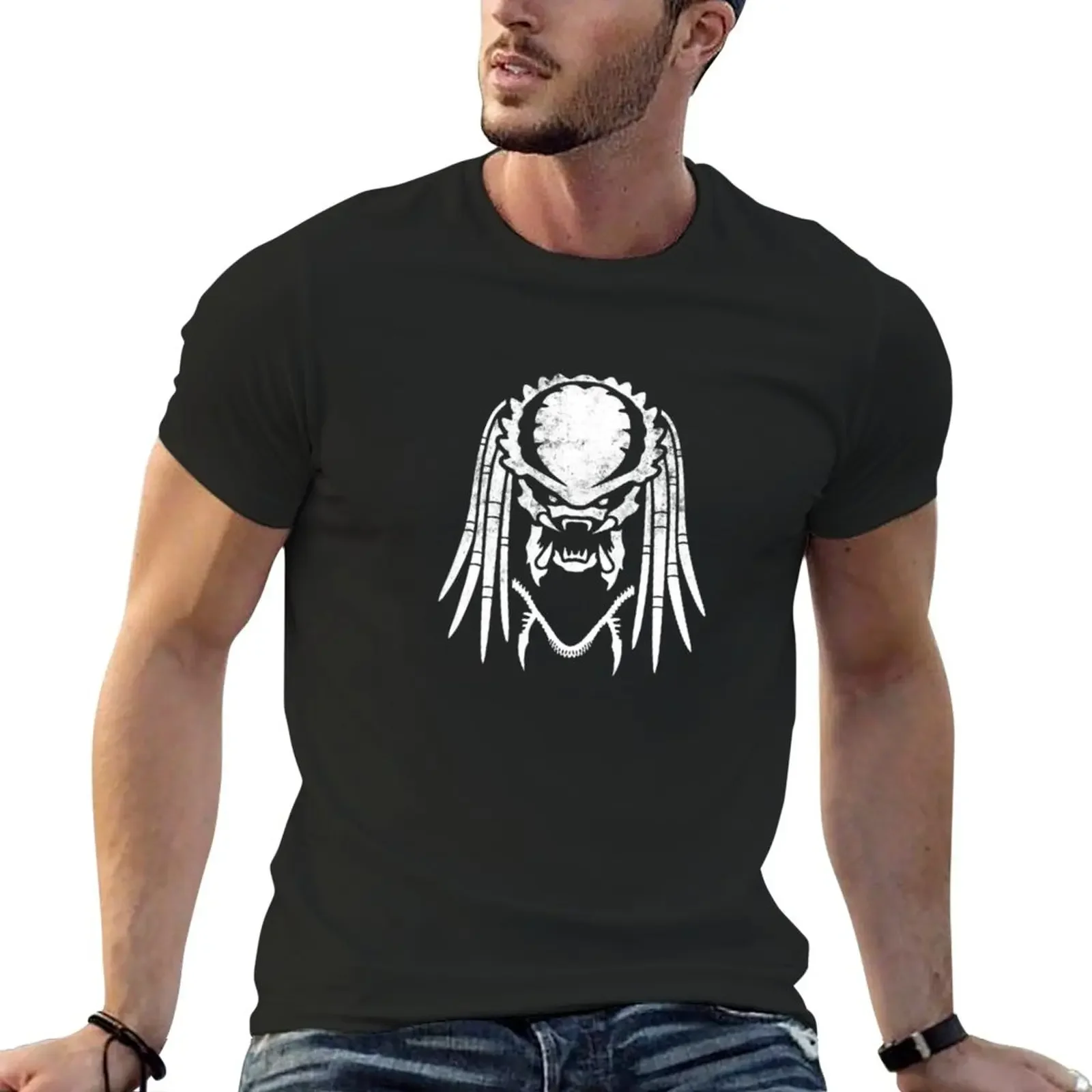 Predator Grunge predator with alien tail T-Shirt summer tops anime clothes t shirt for men