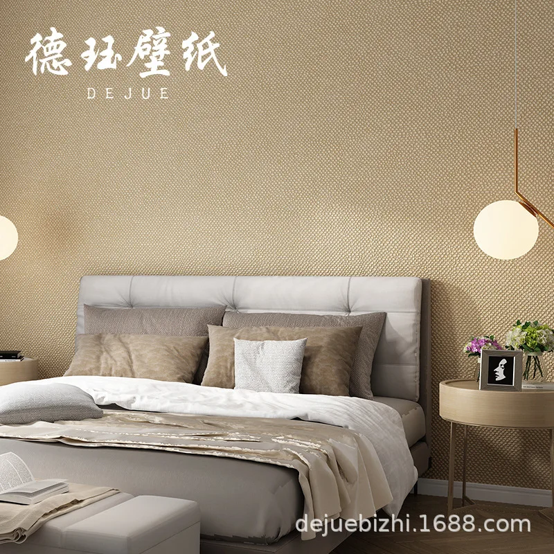 ورق حائط كاكي غير منسوج بلون سادة إسكندنافي لغرفة المعيشة وغرفة النوم ورق حائط كتان حديث وبسيط من القماش #5