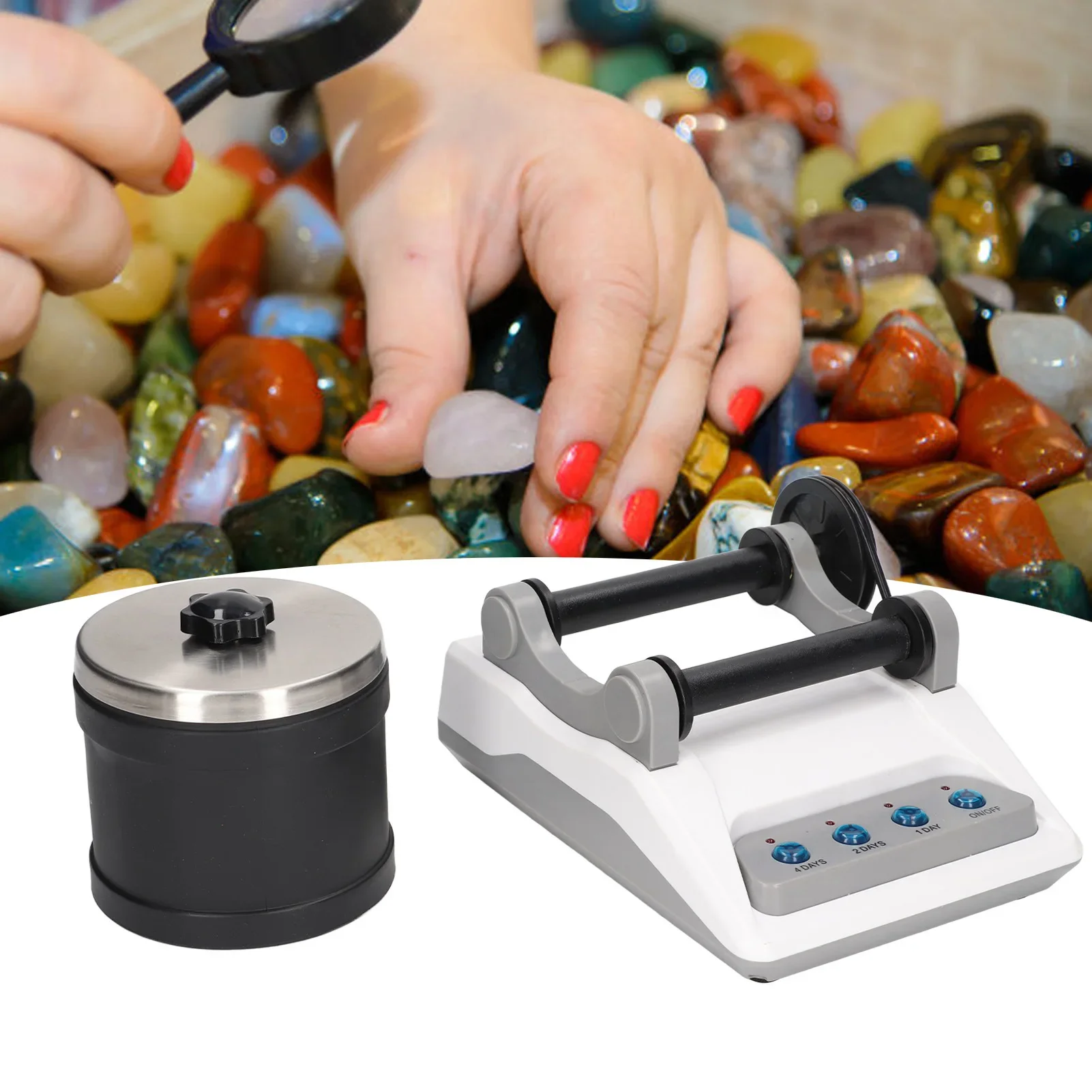 

Kit DIY Electric with Rough Gemstones Polishing Grits for Adult Kids DIY Rock Polishing Gift