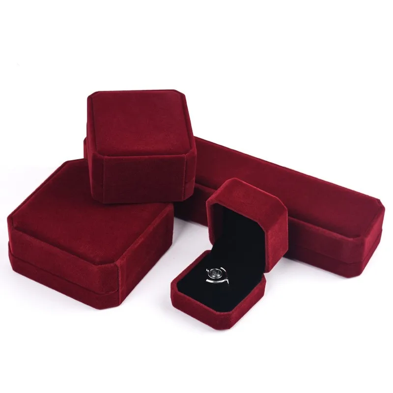 Organizador de joyas de terciopelo rojo de alta gama, caja de almacenamiento de pendientes, anillo, collar, pulsera, colgante, embalaje de regalo exquisito, estuche de joyería