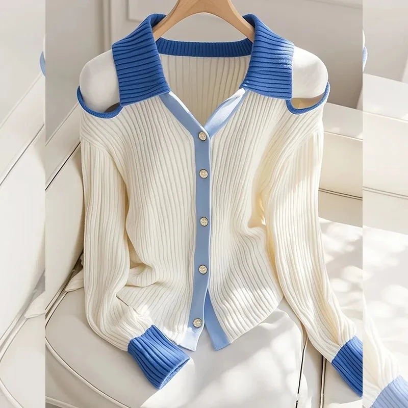

2025 Spring Autumn Long Sleeves Comfortable Women's Knitting Cardigan Sweater Jacket Versatile Loose Ladies Sweater Coat
