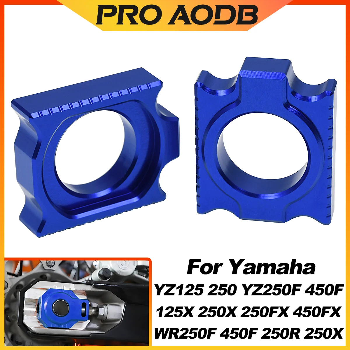 For Yamaha YZ125 YZ250 250F 450F 125X 250FX YZ250FX YZ450FX CNC Rear Chain Axle Blocks Chain Adjuster WR250F WR450F 250R 250X