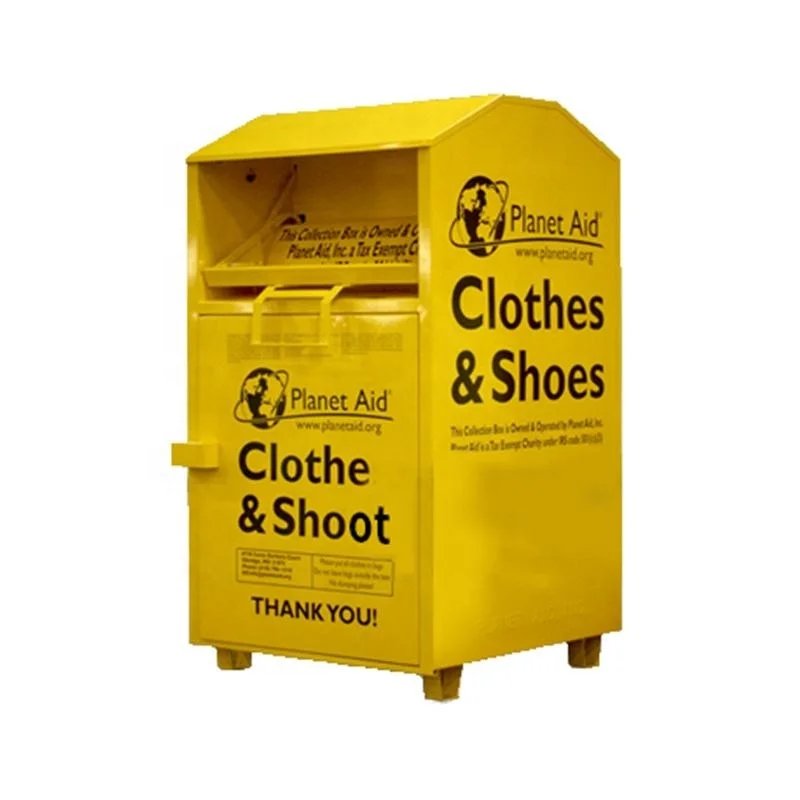 OEM Logo Customized Waterproof Anti-rust and Thief Strong Steel Used Metal Recycling Book Donation Bin Clothing Textile Donation