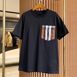 2024 Summer New In Cotton Black O-neck Short Sleeve T-shirt For Men And Women Top Tee Korea Japanese Style Tshirt Clothing